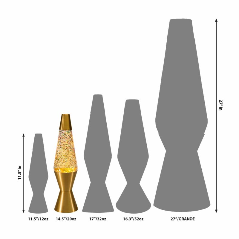 14.5″ LAVA Lamp Rainbow Glitter – Clear/Gold - US 5133